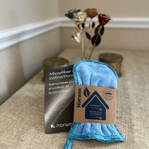 NORWEX DUAL SIDED ALL-PURPOSE MICROFIBER DUSTING MITT TEAL ~ Blue